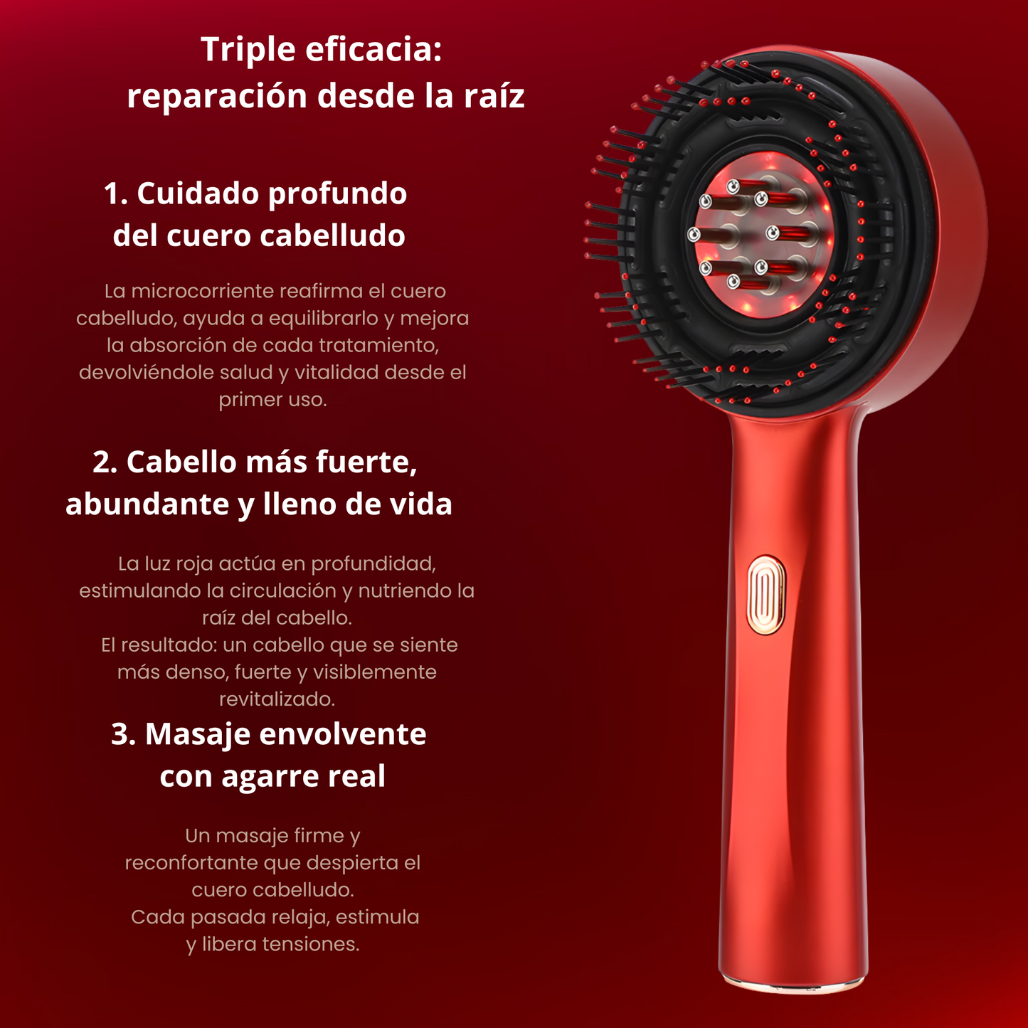 Peine masajeador y aplicador 3 en 1.